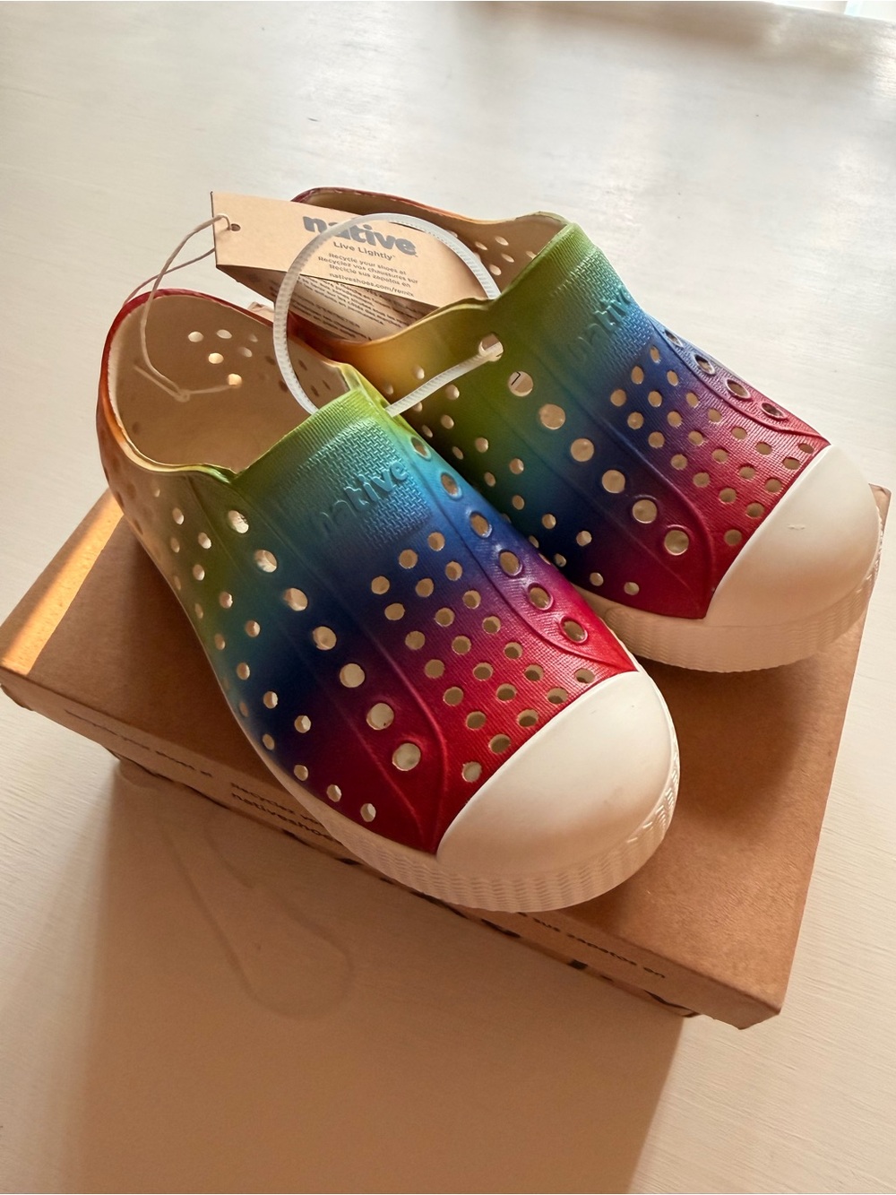 Native Kids Jefferson Slip-On Shoe in Rainbow Gradient